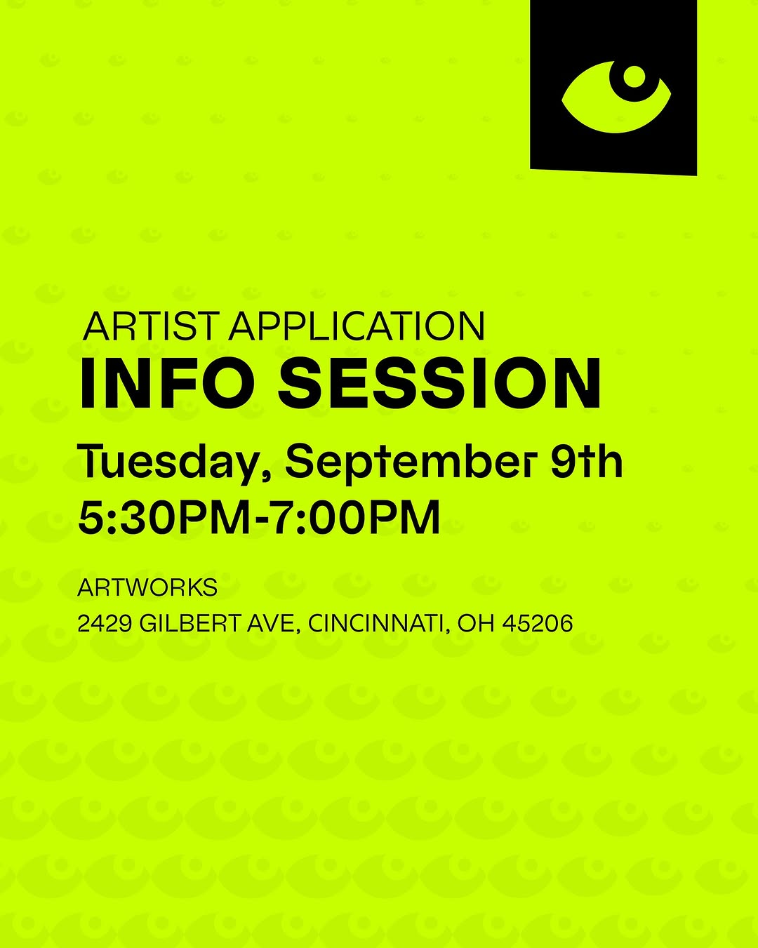 BLINK Artist Info Session Flyer