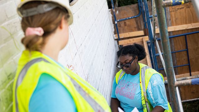 Teaching Artist, Nytaya Babbitt and Youth Apprentice. Photo by MonstaTheEngineer.