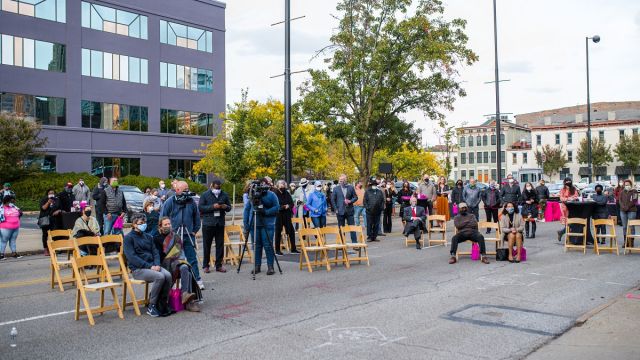 ArtWorks Time Saved vs. Time Served Mural dedication. Photo by Louis Rideout.