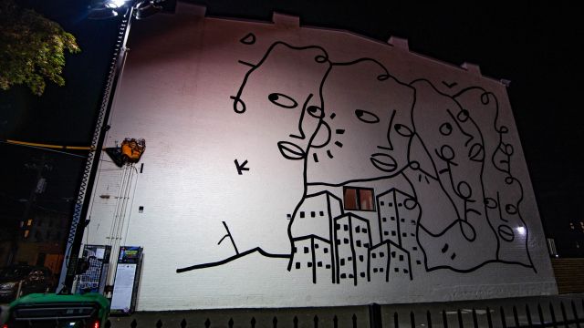 Danke designed by Shantell Martin, painted by the ArtWorks Mural Studio. Photo by J. Miles Wolf.